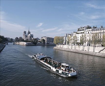 法国,巴黎,河船,赛纳河