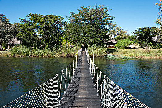 吊桥,上方,奥卡万戈河,河,住宿,纳米比亚,非洲