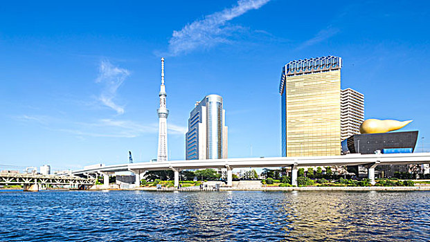 桥,水,现代建筑,东京塔,蓝天