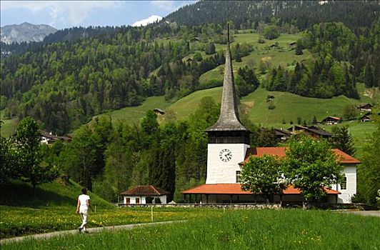 乡村,教堂,瑞士