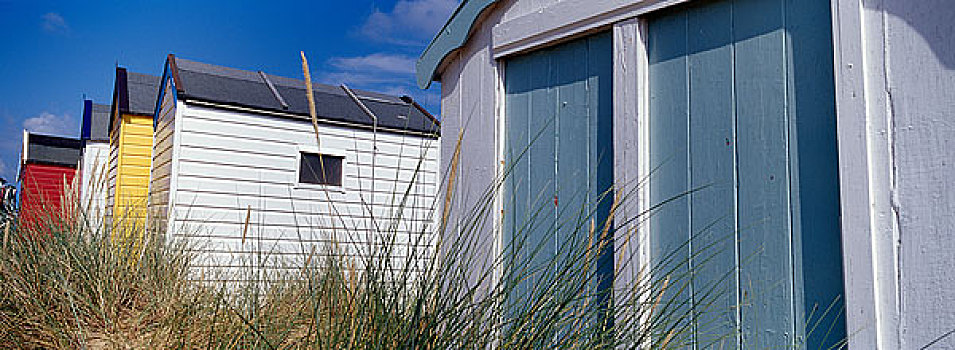 英格兰,彩色,海滩小屋,岸边