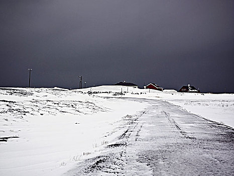 房子,雪,乡村道路