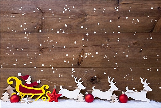 圣诞老人,雪撬,驯鹿,雪花,留白,红色,球