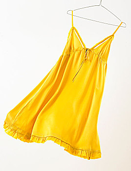 黄色,夏裙,悬挂,挂衣架