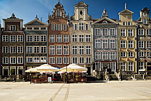 波兰,波美拉尼亚,格丹斯克,城镇广场,街边咖啡,大幅,尺寸