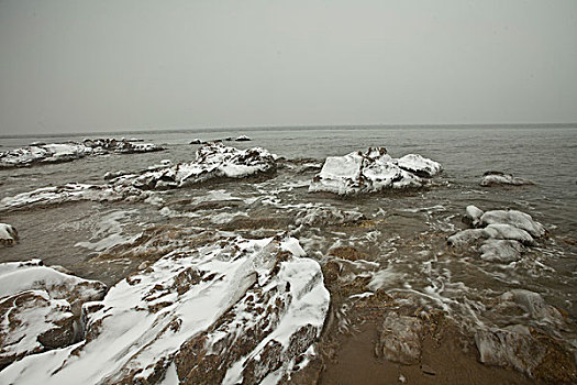 山海关,老龙头,大雪,雪后,海滨,建筑,长城,洁白,冬季,寒冷