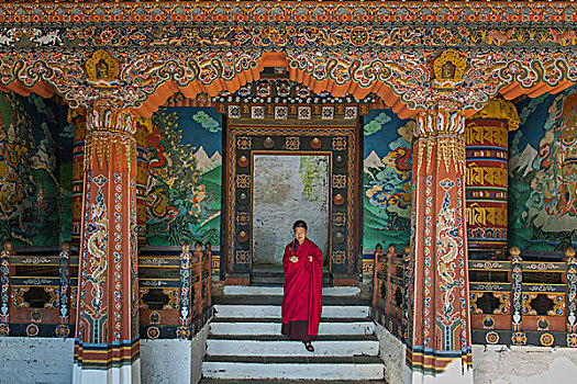 僧侣,宗派寺院,地区,喜马拉雅山,英国,不丹