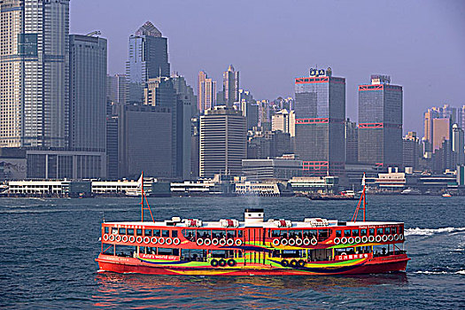 香港,橙色,星,渡轮,港口