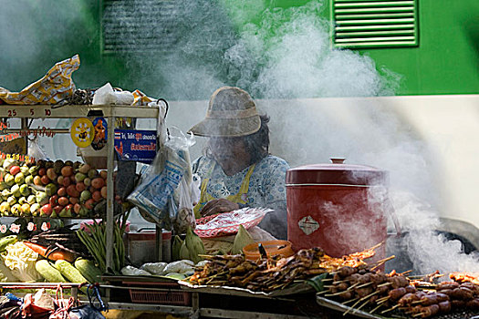 路边,餐食,摊贩,泰国,一月,2007年