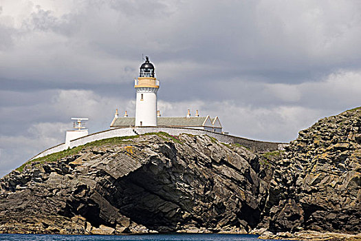 灯塔,岩石,砂岩,海岬,声音,设得兰群岛,苏格兰,英国,欧洲