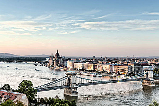 风景,多瑙河,链索桥,国会大厦,城堡,布达佩斯,匈牙利