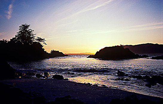 日落,岛屿,温哥华岛,不列颠哥伦比亚省,加拿大