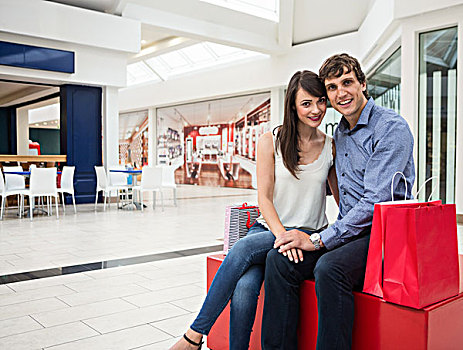 幸福伴侣,坐,购物中心,头像