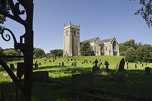 俯视,墓地,教堂,诺福克,英格兰