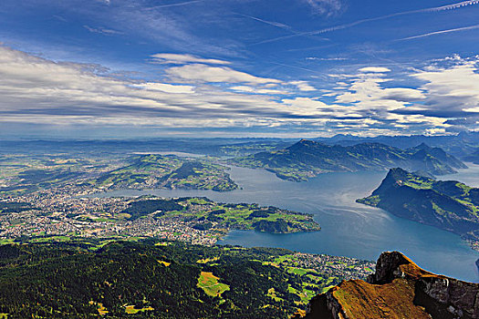 琉森湖,卢塞恩市,风景,攀升,皮拉图斯,顶峰,中心,瑞士,欧洲