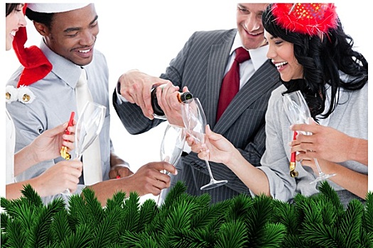 企业团队,喝,香槟,庆贺,圣诞节
