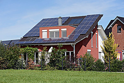 房子,太阳能电池,德国,北莱茵威斯特伐利亚