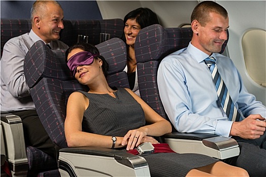 职业女性,睡觉,飞行,飞机,机舱