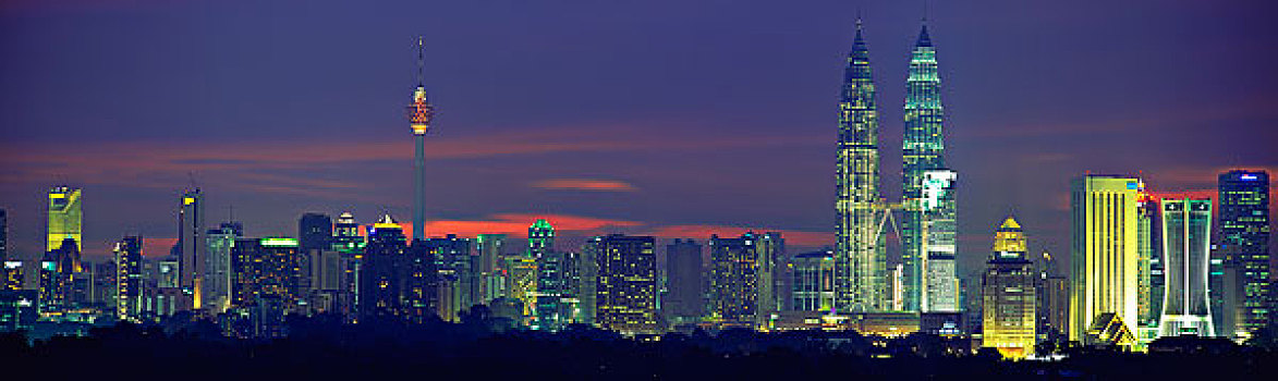 吉隆坡,天际线,夜晚,马来西亚