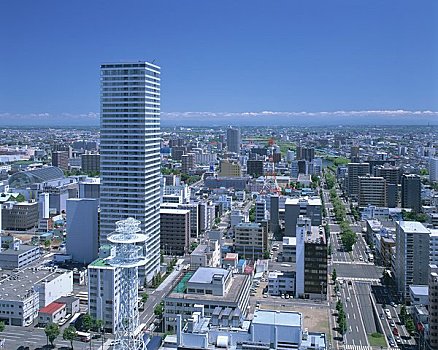 河,区域,札幌,电视塔