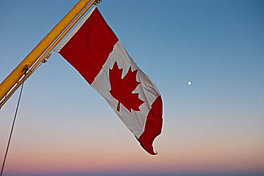 加拿大国旗,月亮,芬地湾,新布兰斯维克,加拿大