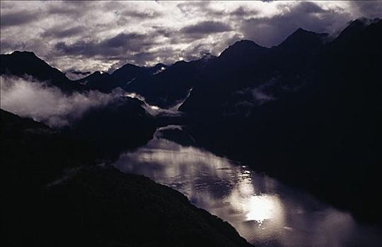 山脉,湖,新西兰