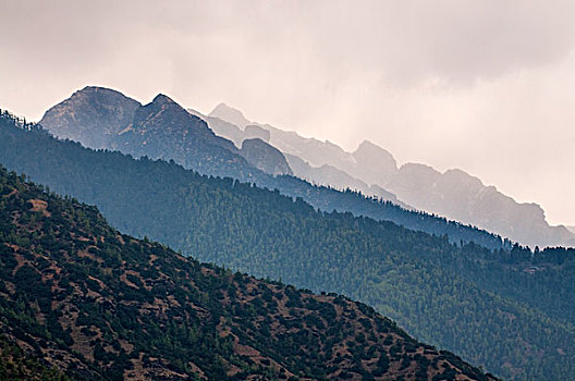 模糊,山景,不丹