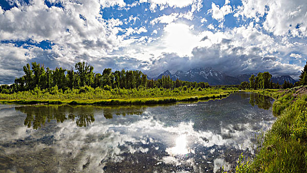 河,大台顿国家公园,怀俄明,美国,大幅,尺寸