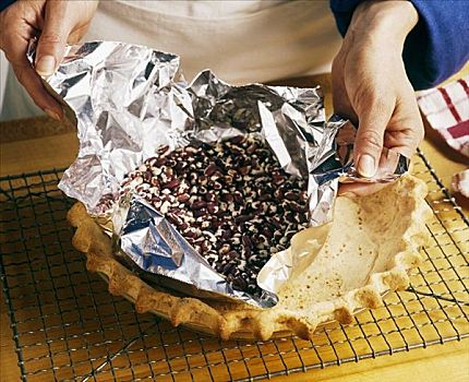 做糕点,干燥,豆,锡纸,烘制,馅饼,壳