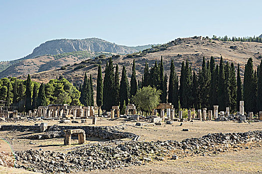 风景,柱子,希拉波里斯,卡帕多西亚,安纳托利亚,土耳其