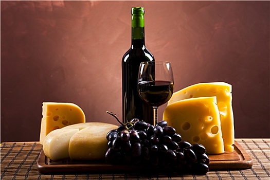 葡萄酒,奶酪,静物