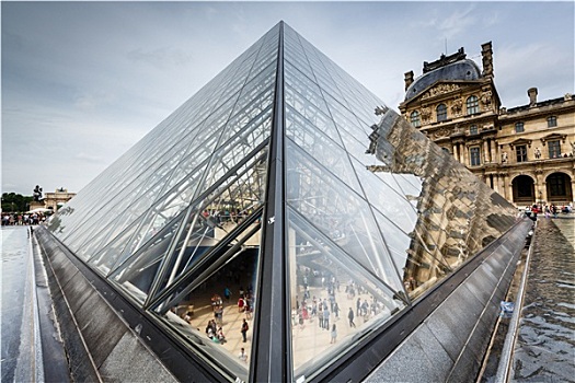 玻璃金字塔,正面,卢浮宫,巴黎,法国