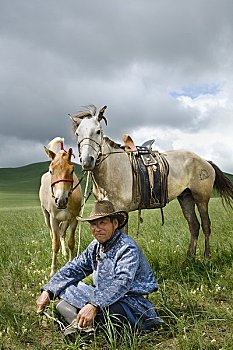男人,马,那达慕大会,内蒙古,中国