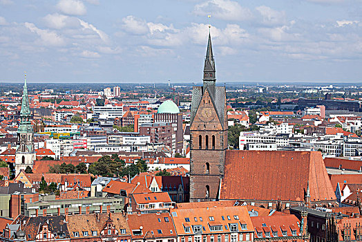 市中心,风景,市政厅,塔,汉诺威,下萨克森,德国,欧洲