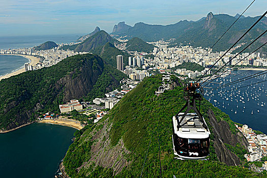 缆车,上面,面包山,里约热内卢,巴西,南美