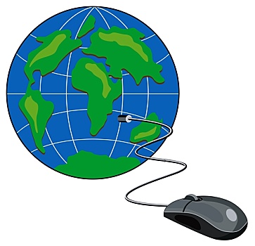 电脑鼠标,联系,地球