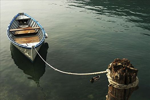 停泊,划桨船,加尔达湖,意大利