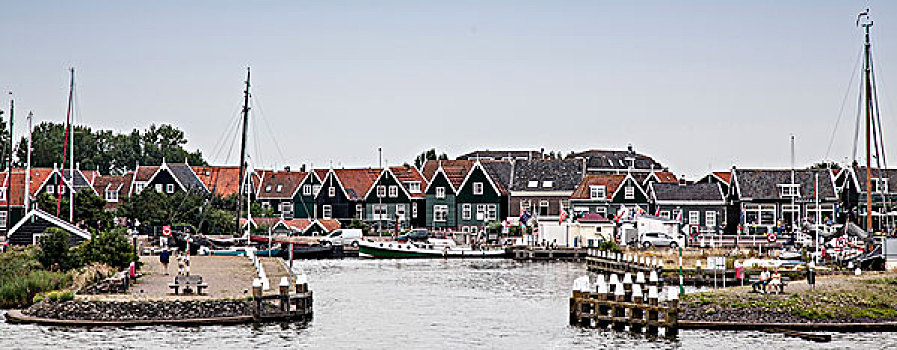 房子,港口,帆船,荷兰