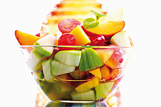 水果沙拉,玻璃碗