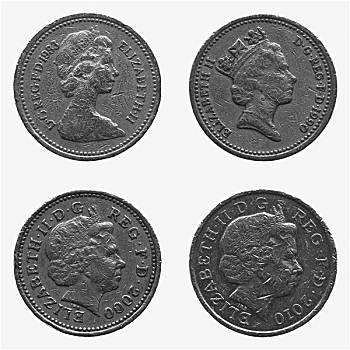 黑白,女王,一英镑硬币