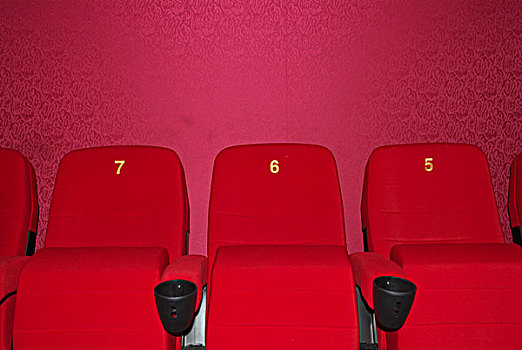 红色,座椅,数字,五个,他们,壁纸,电影,剧院