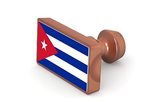 木质,图章,古巴,旗帜