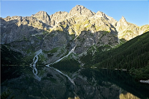 顶峰,波兰,山,湖