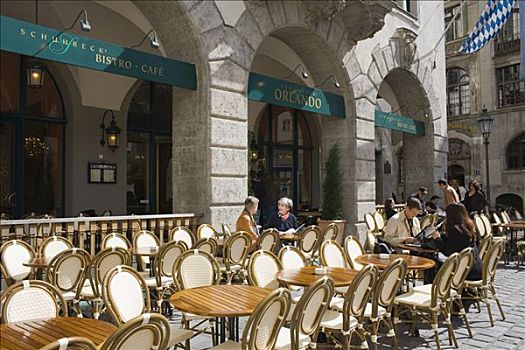街边咖啡厅,小酒馆,慕尼黑,巴伐利亚,德国
