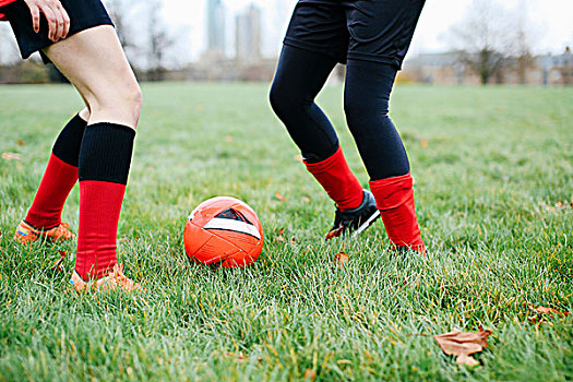 腿,女性,球员,练习,公园