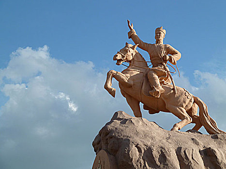 骑马,雕塑,广场,乌兰巴托,蒙古,亚洲