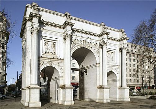 大理石,拱形,凯旋门,牛津街,伦敦,英格兰,英国,欧洲