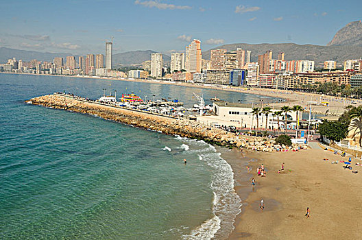 海滩,贝尼多姆,白色海岸,西班牙,欧洲