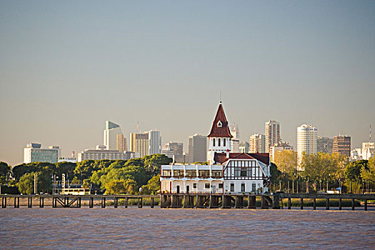 水岸,经典,市区,高层建筑,布宜诺斯艾利斯,背景,阿根廷