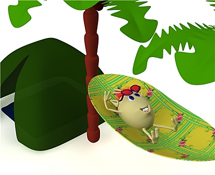 木偶,休息,绿色,帐蓬,靠近,高,棕榈树